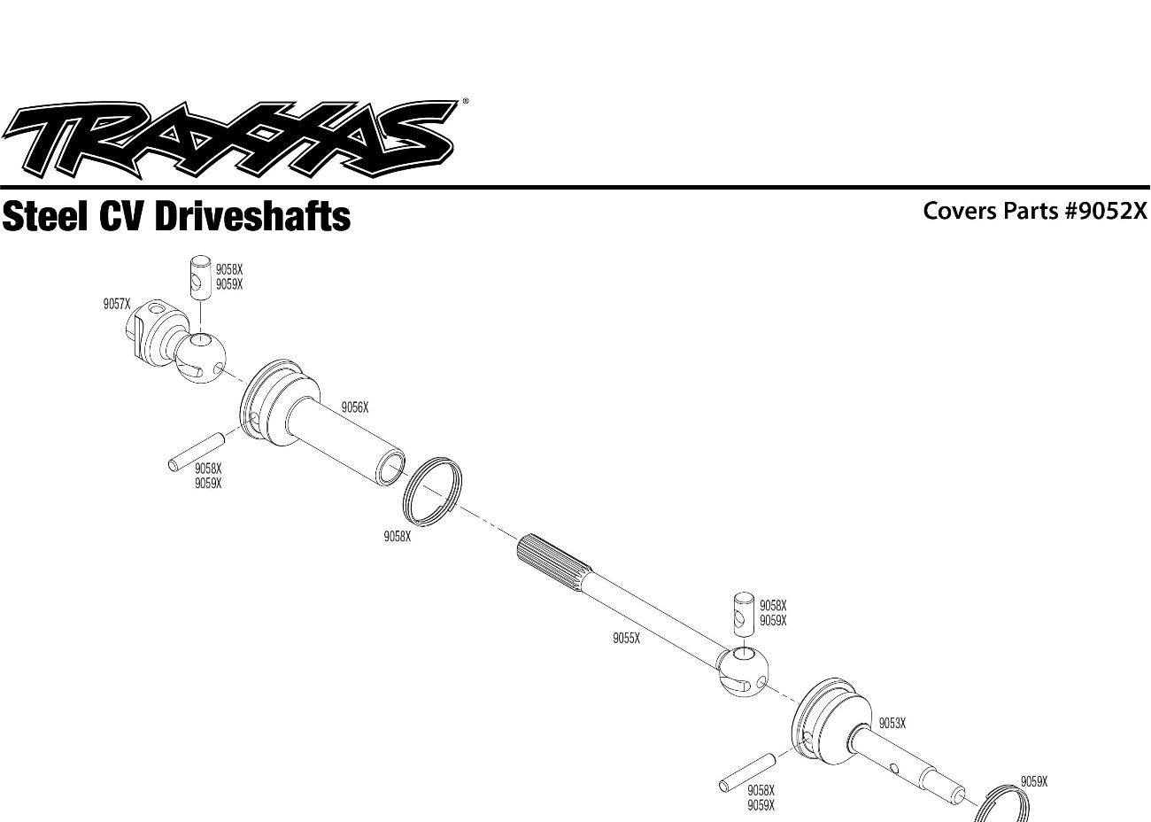 Steel CV Driveshafts (9052X) Exploded View